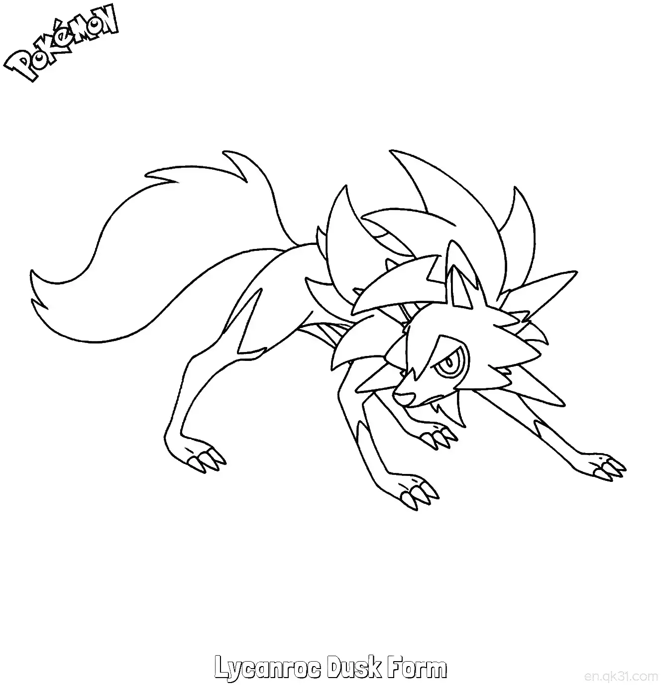 Lycanroc Dusk Form Coloring Page - Free Printable Pokemon Coloring Sheets – Free Printable Coloring Page for Kids and Adults